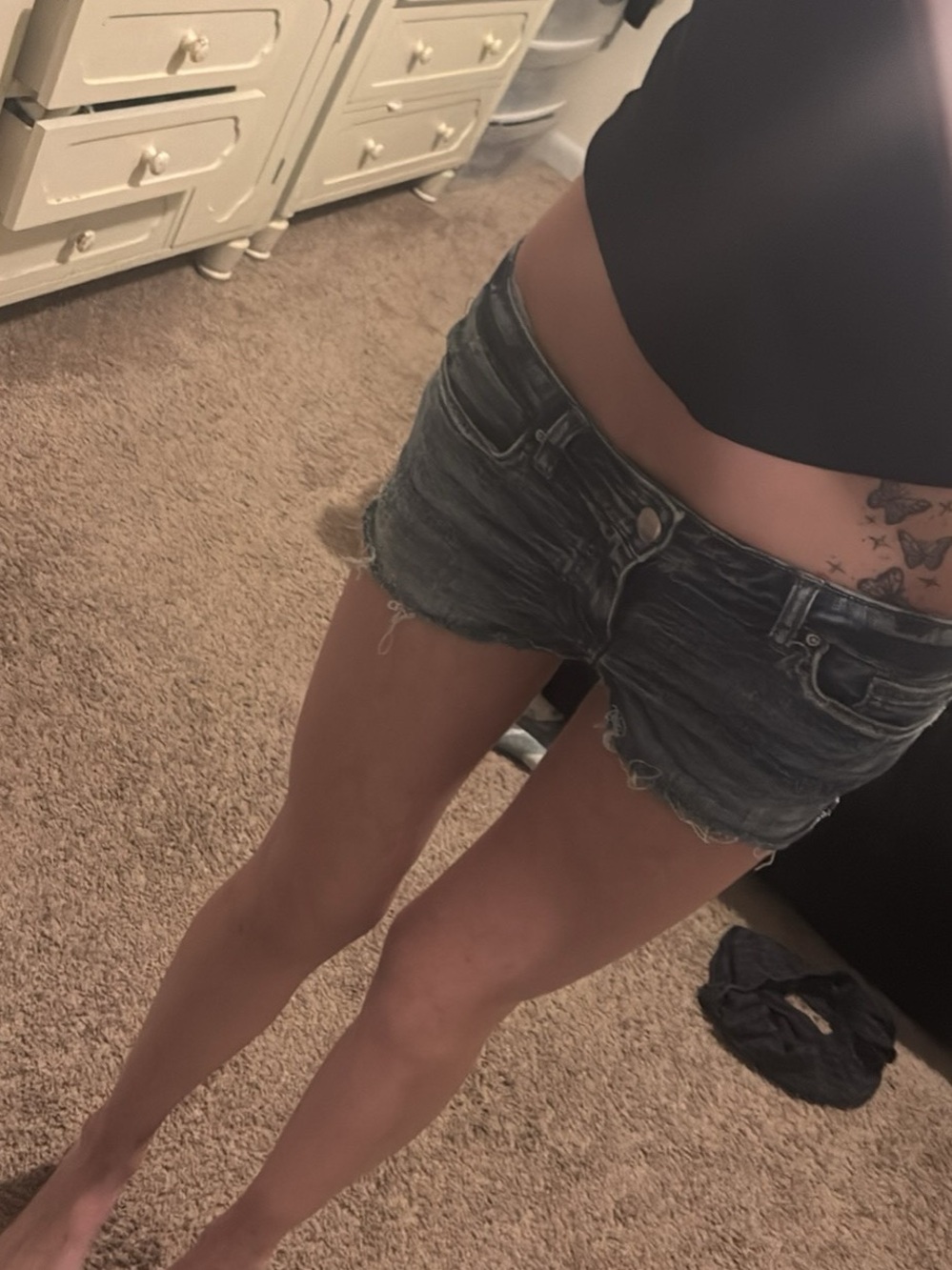 CUSTOM Low rise buckle Denim Cutoff Shorts - Women